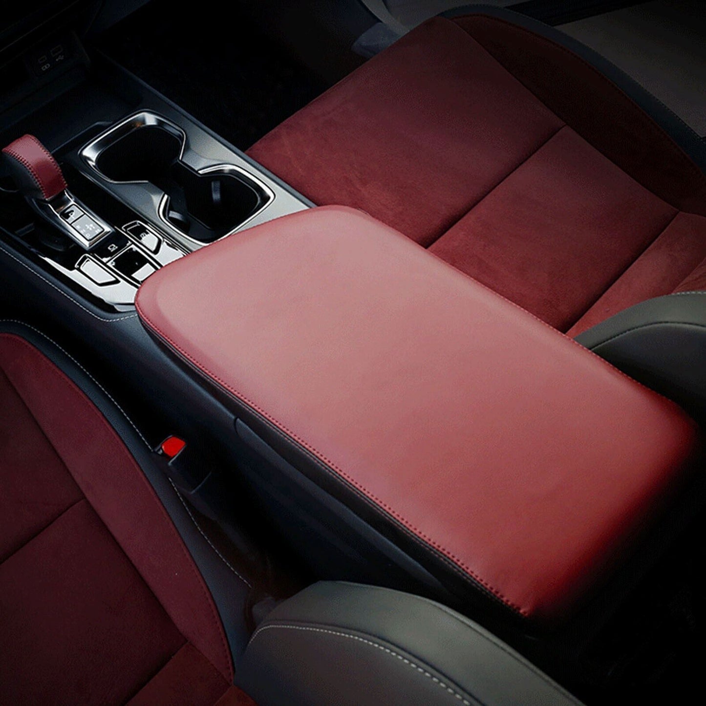 Red Leather Central Console Armrest Box Cover Trim for Lexus NX250 350 2022-2024