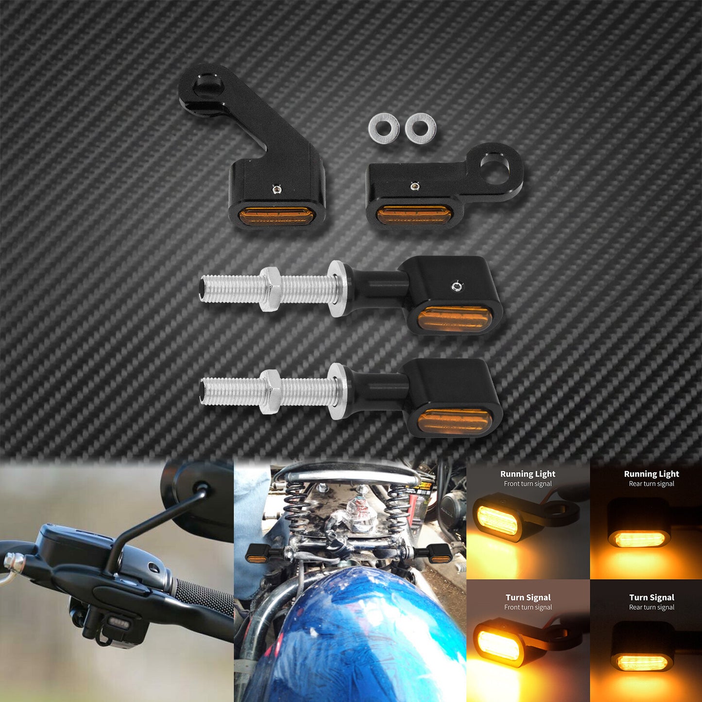Front Rear Clutch for Mini Turn Signal Amber Indicator Light Fit for Harley Touring