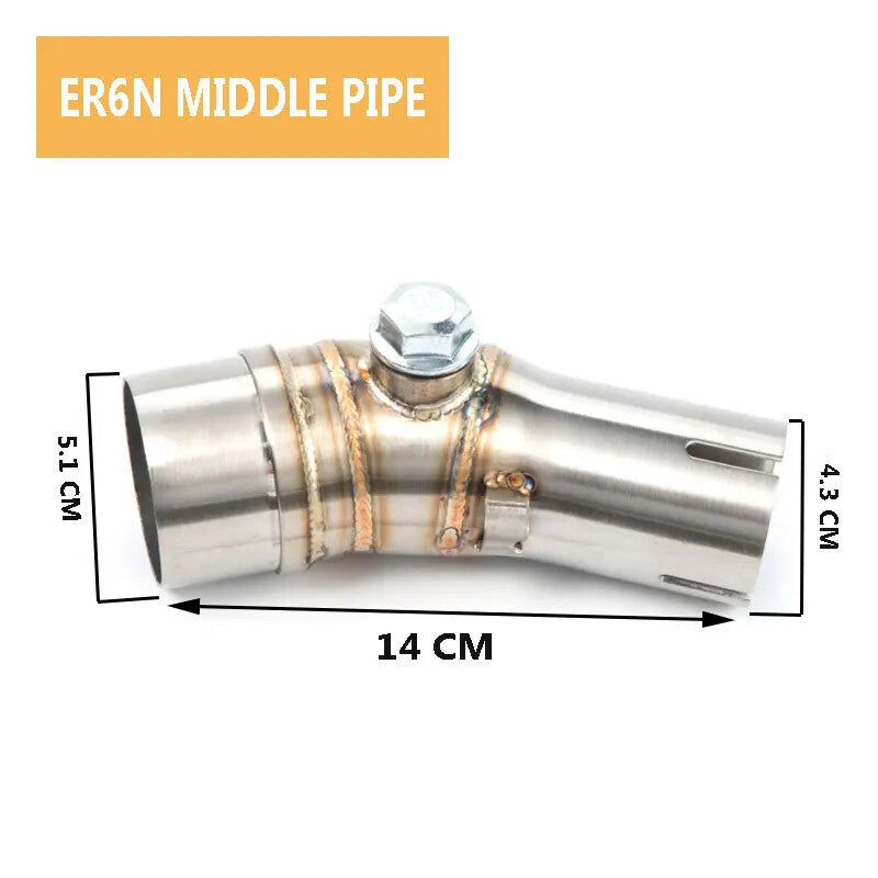 for Kawasaki ER6N/ 650 51mm Stainless Slip-On Exhaust Mid Pipe Fit Kit