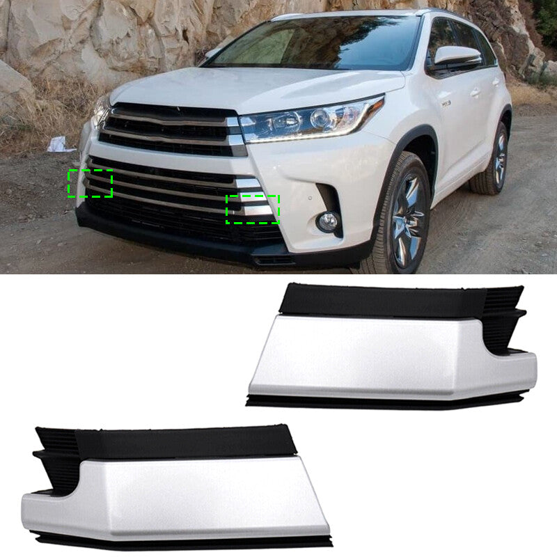 LH RH front grille trailer cover, silver, for Toyota Highlander 2017 (2018-19)