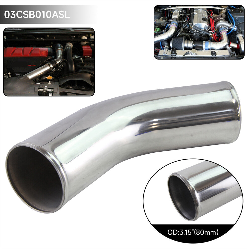 45 Degree 80mm 3.15 inch Aluminum Intercooler Intake Pipe Piping Tube Hose