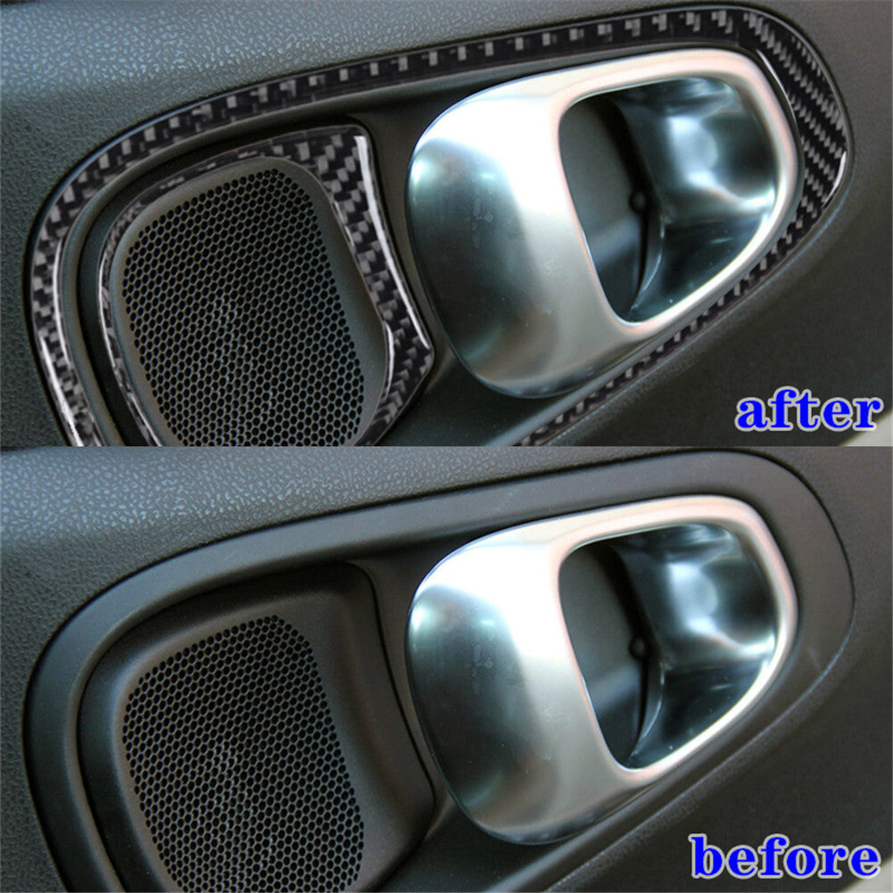4PCS Carbon Fiber Interior Rear Door Handle Trim Cover for Fiat 500L 2014-2017