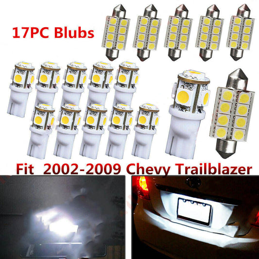 For 2000-2009 for Chevy Trailblazer 17PCS White LED Lights Interior Package Kit