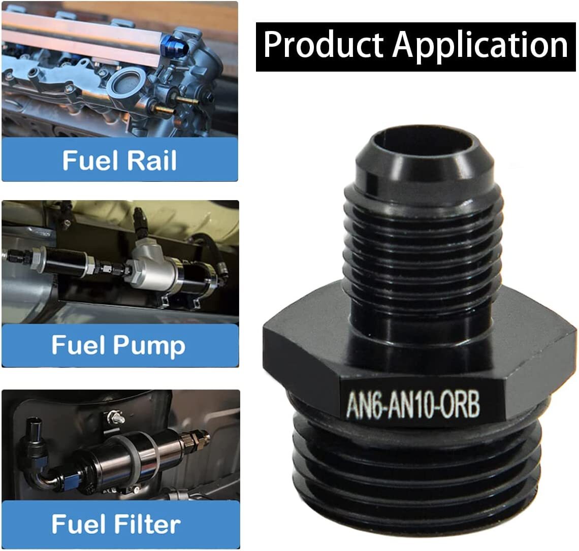 6AN Flare to AN10 ORB Male O-ring Connector Adapter (2pcs) for Oil Cooler Tank
