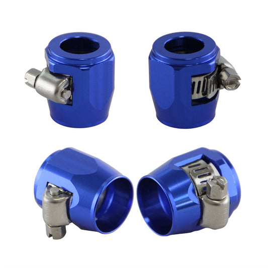 4PCS AN8 3/8 18mm ID Fuel Hose Line End Cover Clamp Finisher Fitting Blue