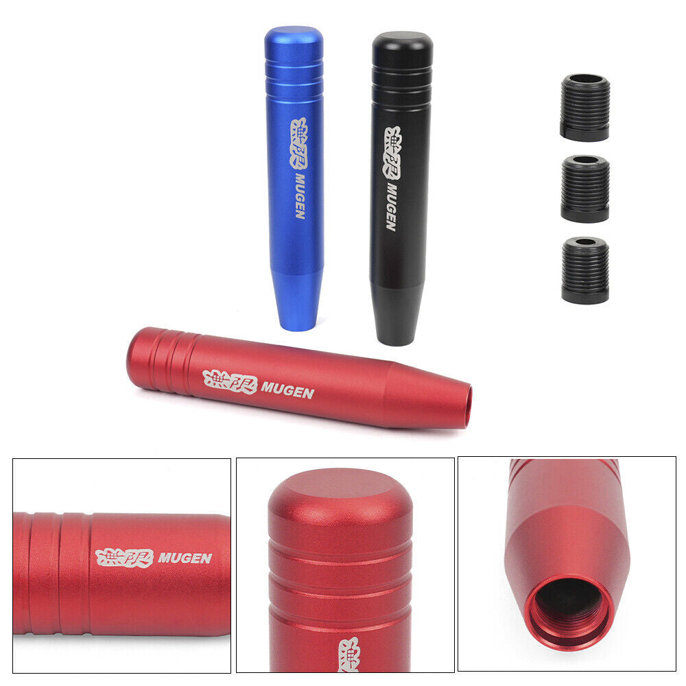 MUGEN 180mm Universal Aluminum Black Manual Car Gear Stick Shift Knob Shifter