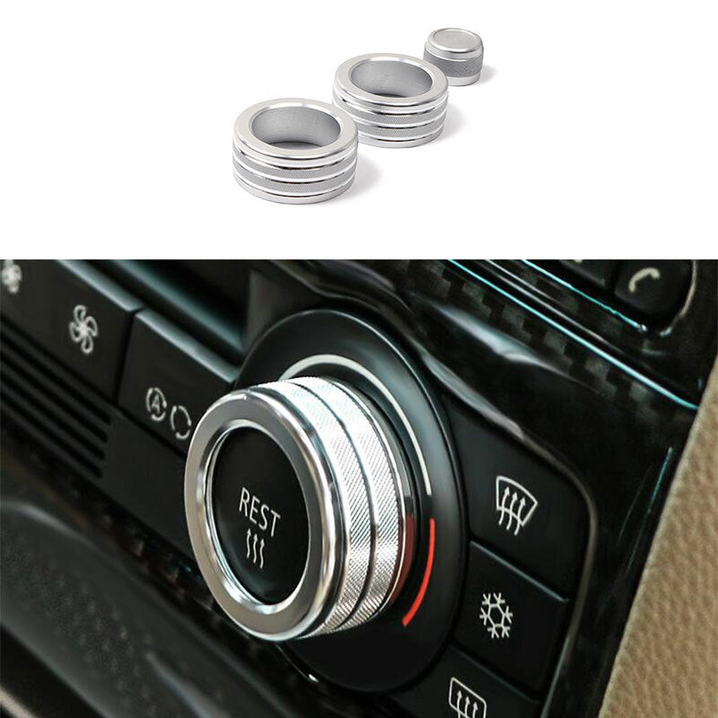 For 2005-2012 for BMW 3-Series E90 Silver Aluminum Console AC Knob Ring Cover Decor