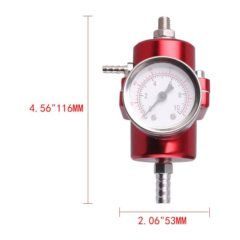 Adjustable Fuel Pressure Regulator With Gauge Hose 0-140 PSI 6AN FPR Kit Red