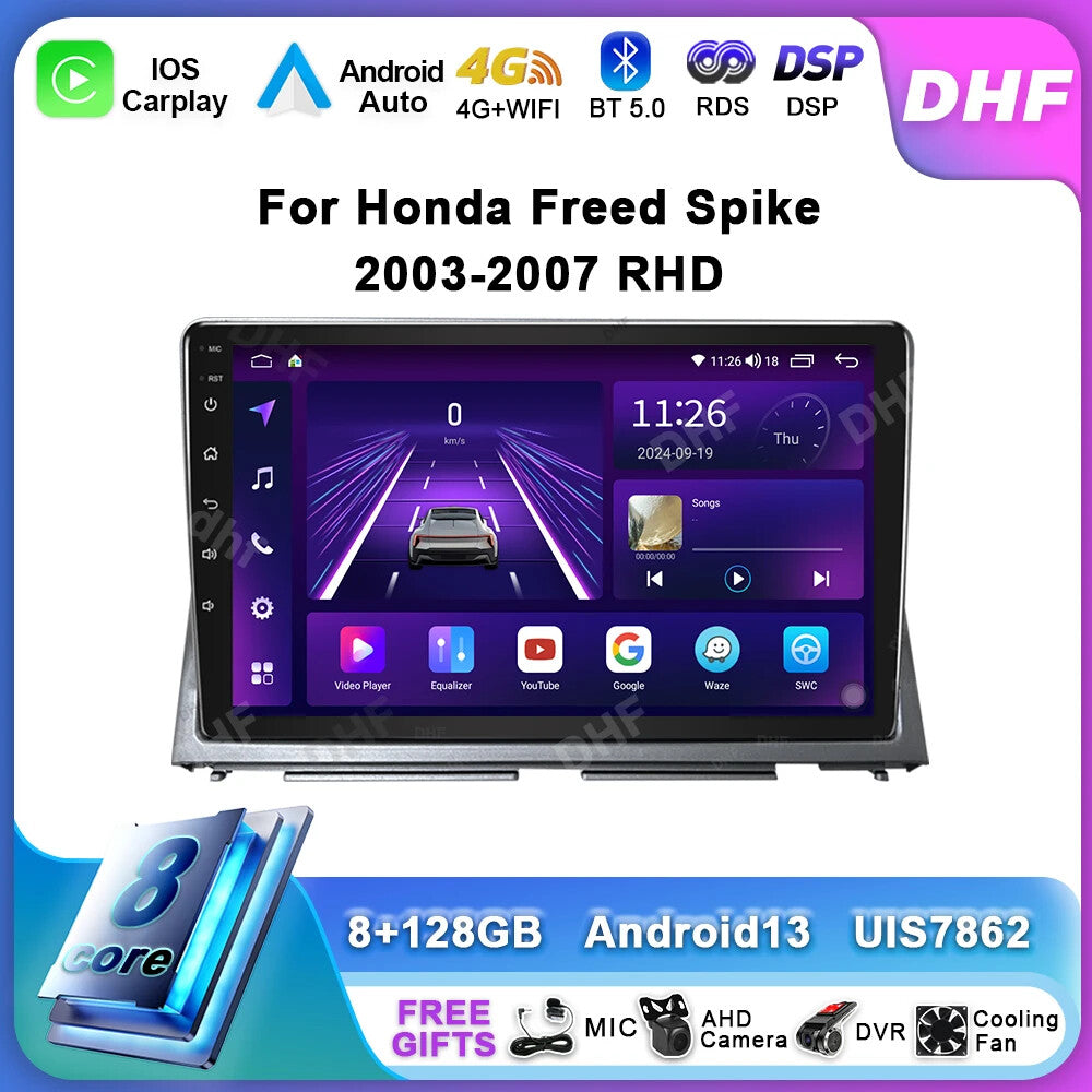 for Honda Freed Spike RHD 2003-2007 CarPlay Car Radio GPS Stereo Player Screen
