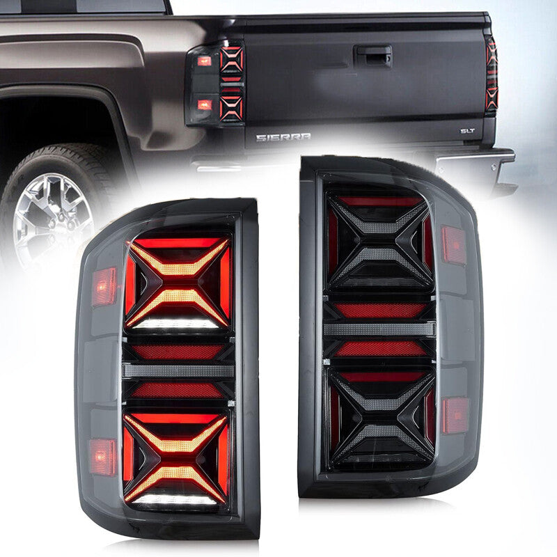 1Pair LED Clear Rear Tail Lights for GMC for Sierra 1500 2500 3500 HD 2014-2018