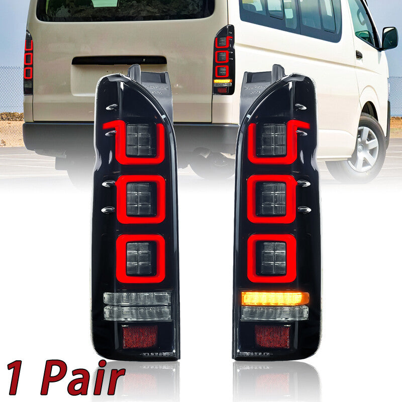2Pcs Smoke Red V3 3D Full LED Tail Lights for 04-20 for Toyota Hiace Van taillights