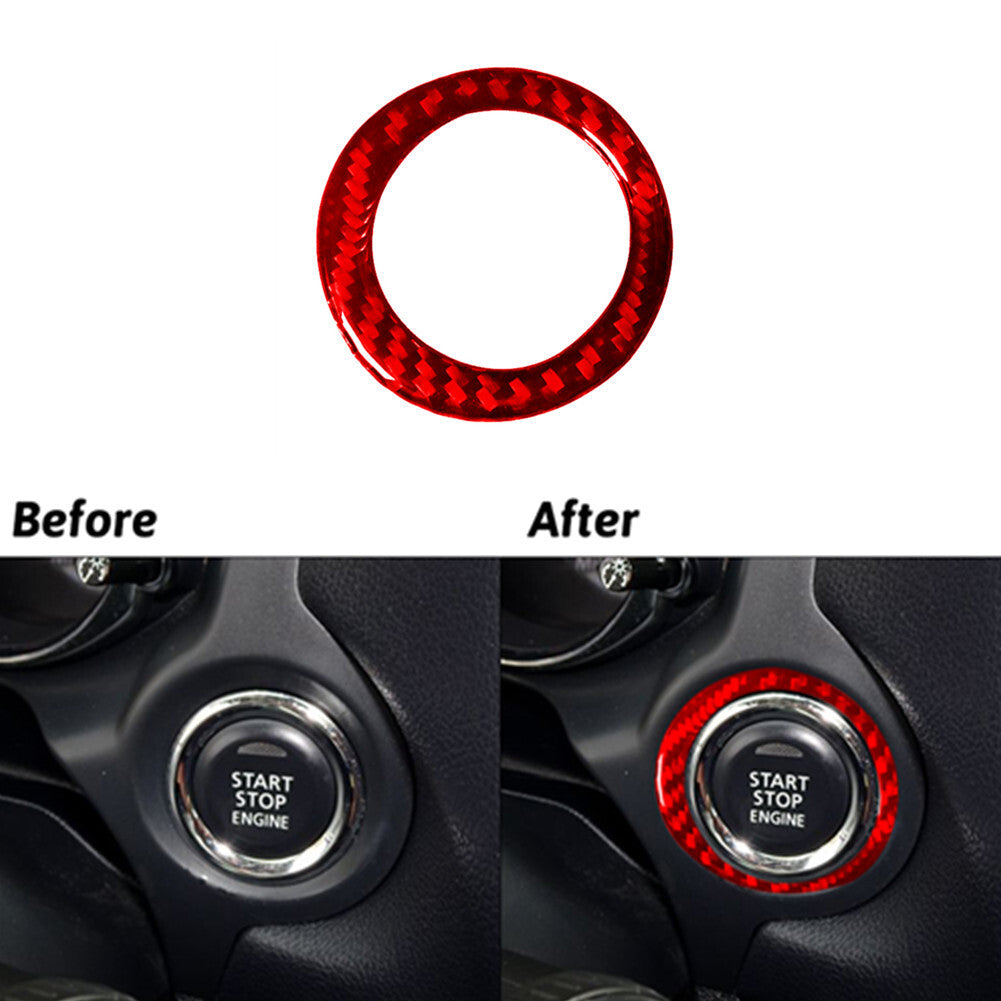 Red Carbon Fiber Ignition Button Cover Trim for Mitsubishi Outlander 2014-2016