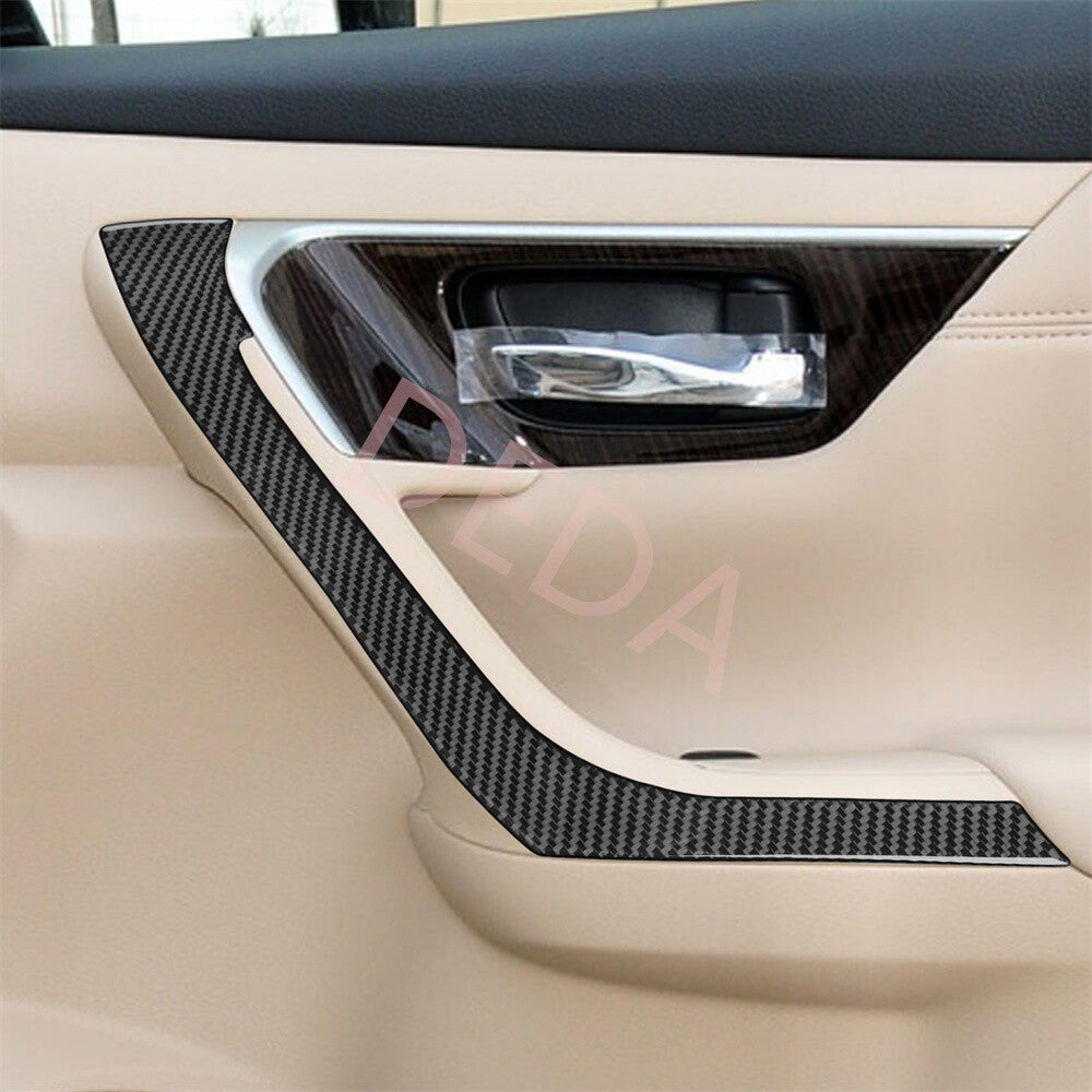 Carbon Fiber Inner Front Door Armrest Panel Trim for Nissan Altima Teana 2013-18