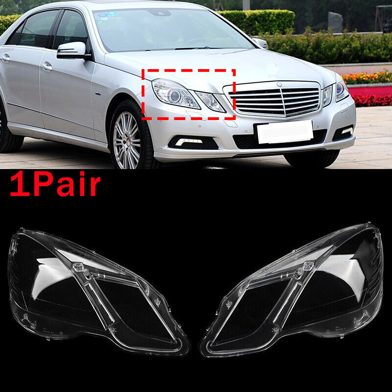 Pair Headlight Lens Cover for Mercedes-Benz E Class W212 E350 E500 E63 AMG 09-12