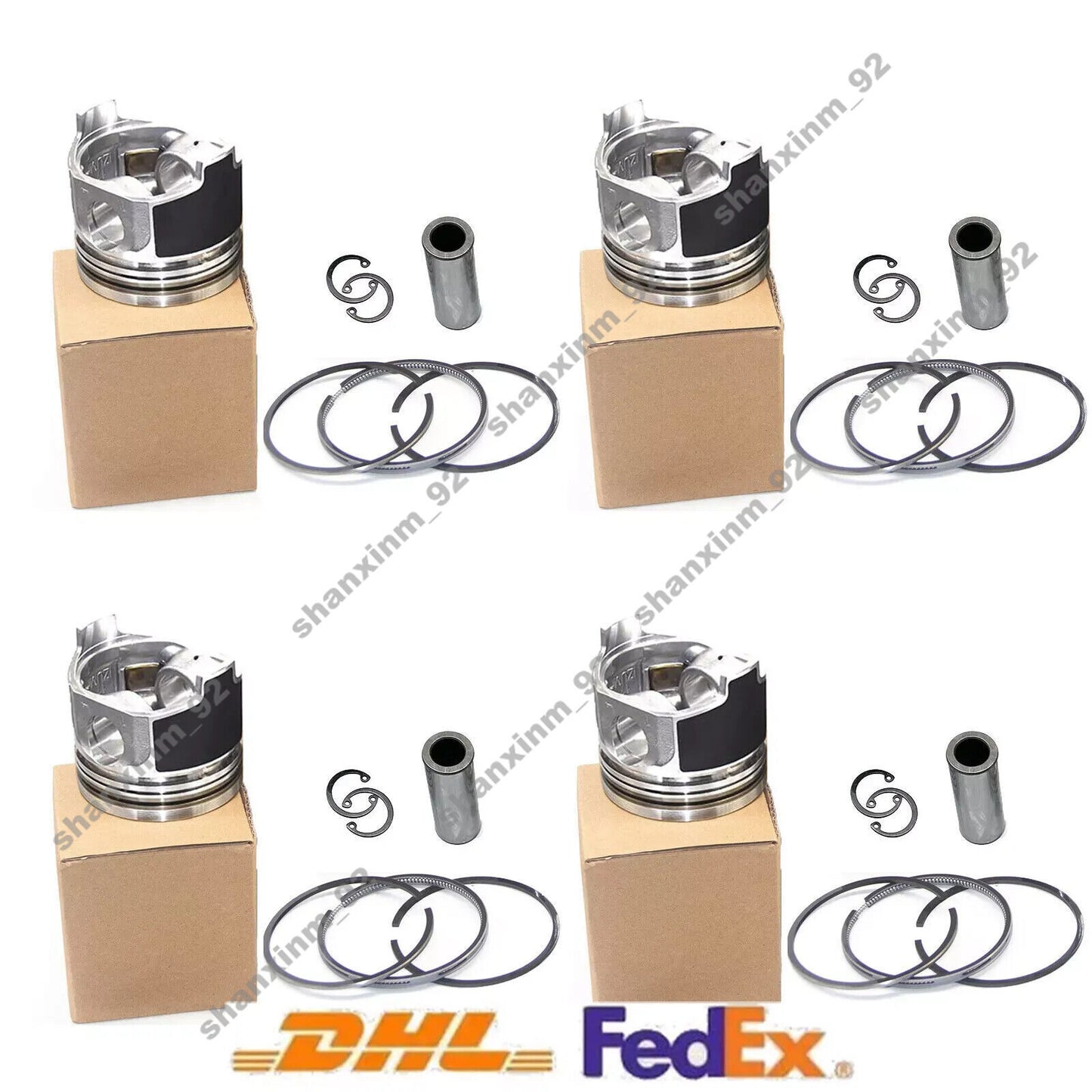 4 PCS Piston + Rings Set STD 102.0mm for 4BT 3.9 Engine