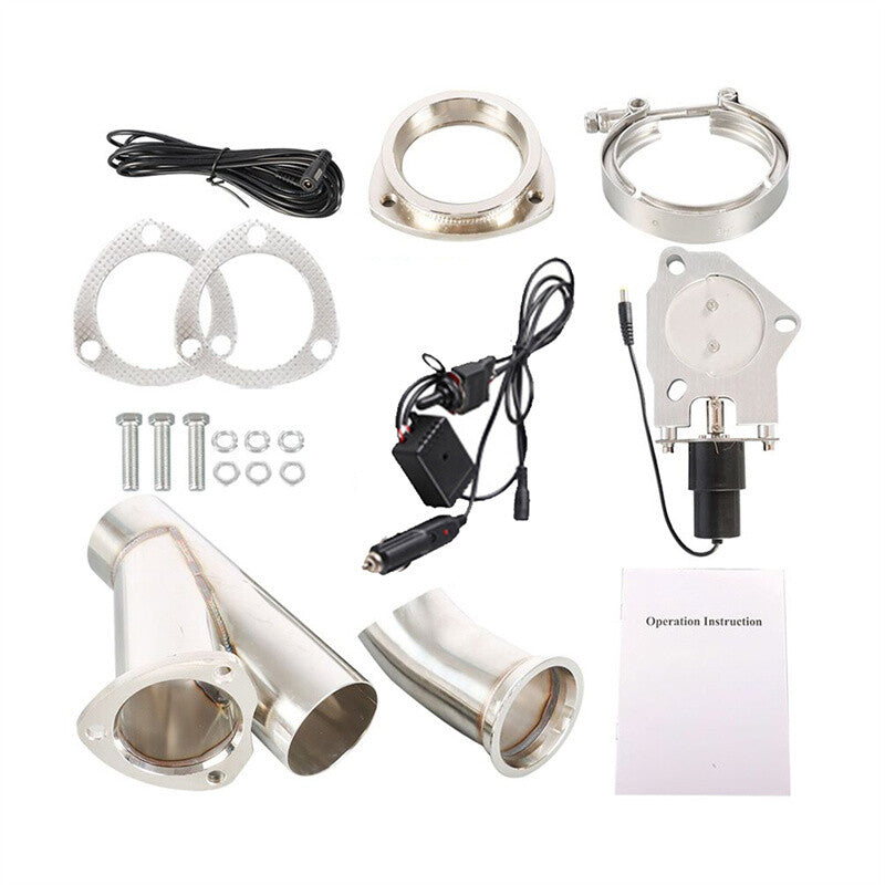 2 Stainless Exhaust Valve E-Valve Motor Pipe Dump Valve Kit w/ Manual Control