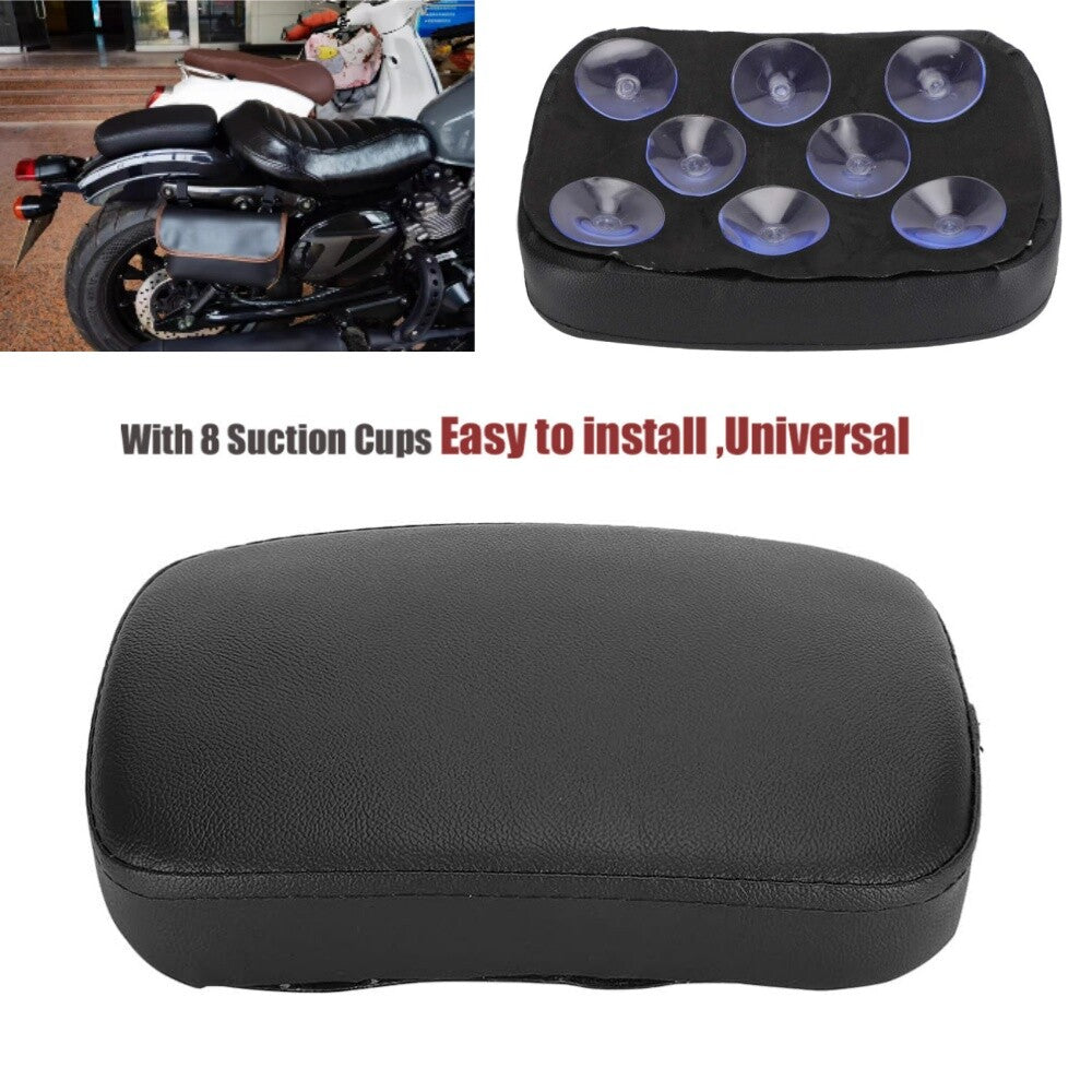Black Rear Pillion Passenger Pad for Seat 8 Suction Cup for Harley Bobber Chopper