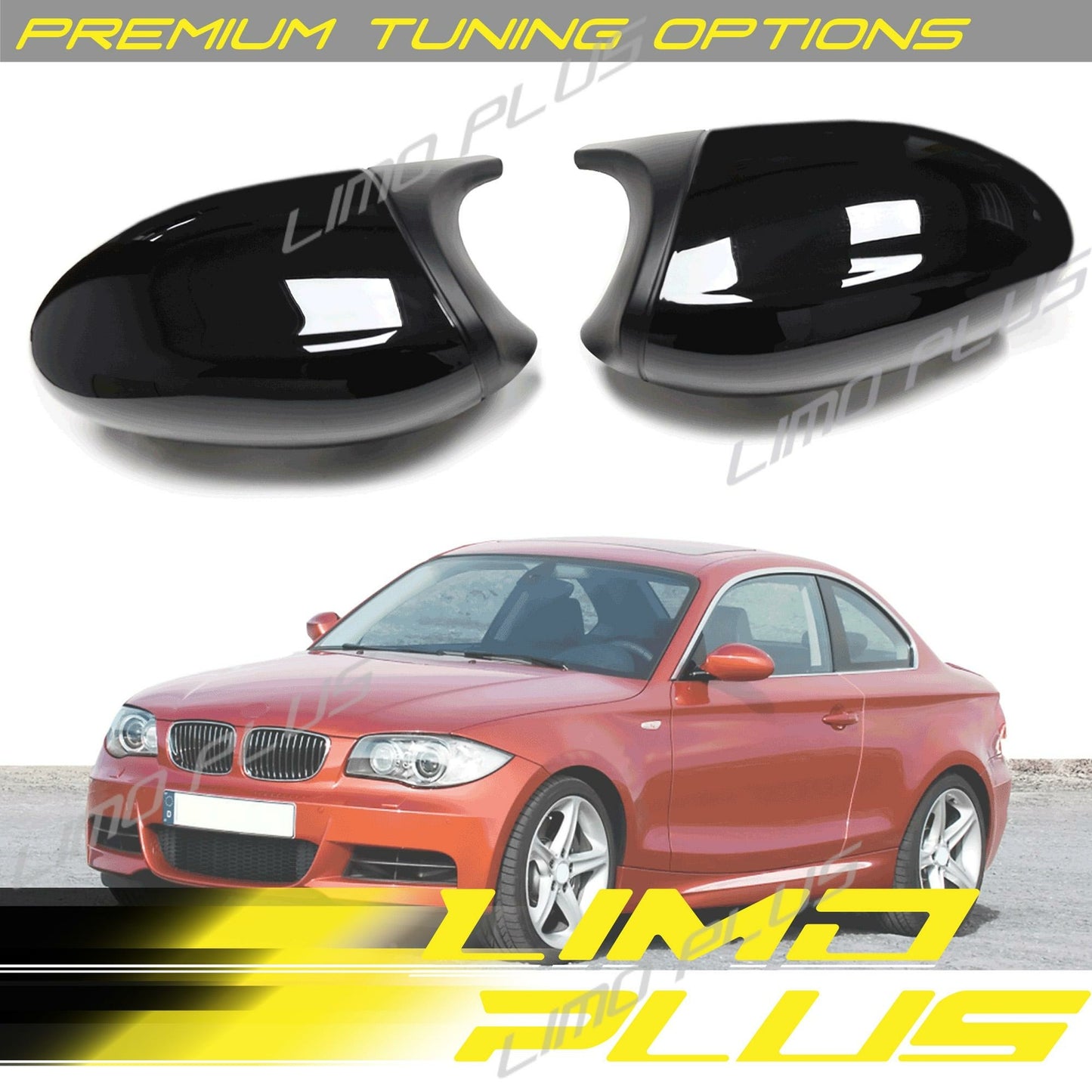 M3 Style Gloss Black Side Mirror Covers for BMW E90 E91 E92 E93 Pre-LCI
