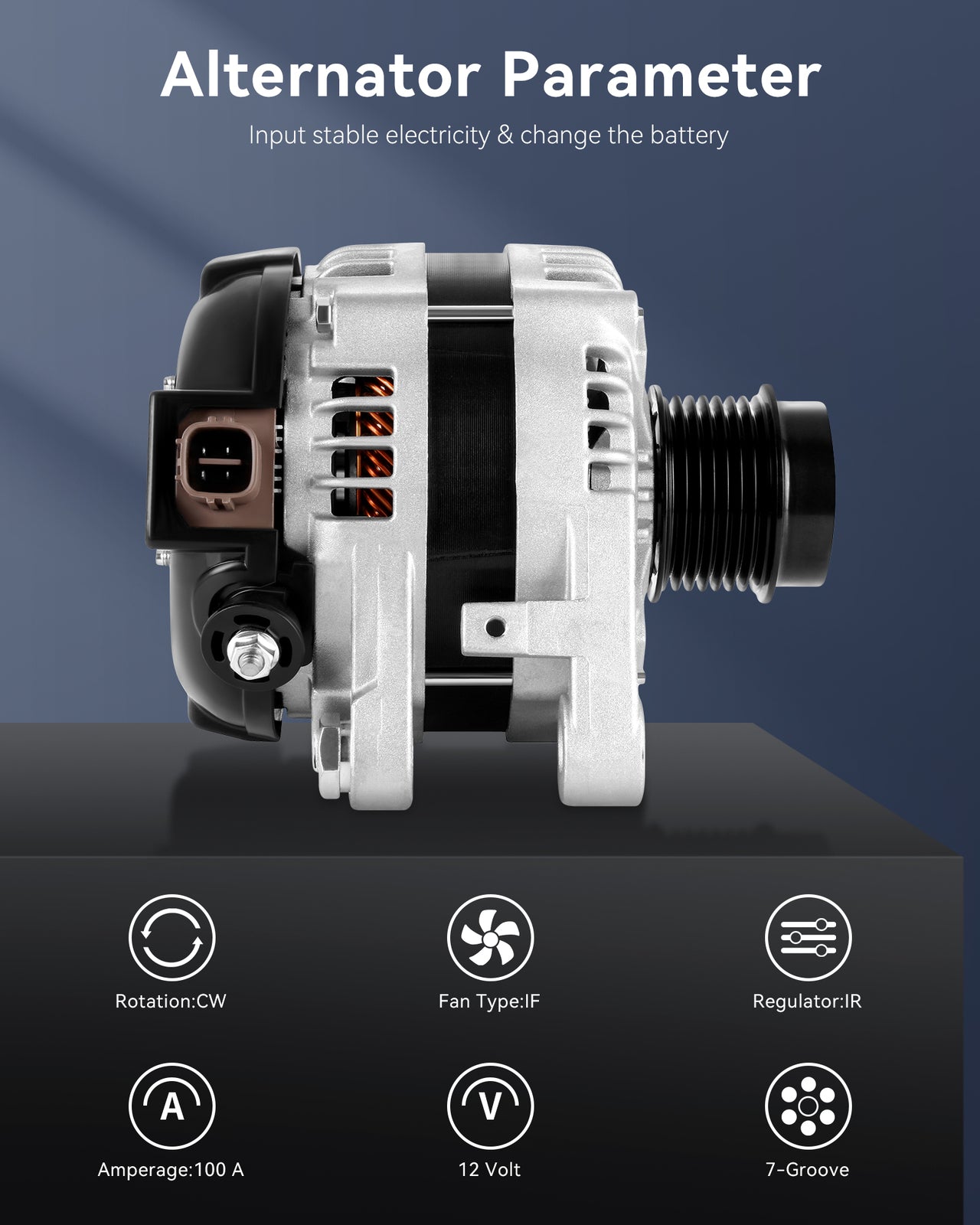 Silver Alternator 104210-2070 Fit for 2007-2016 for Toyota for Camry XLE Sedan 3.5L V6