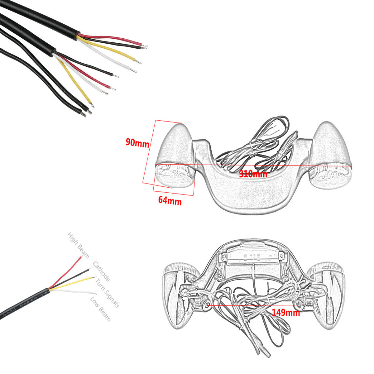 Suitable for Harley Touring FLHX 2010 - 19 Smoke Lens LED Rear Turn Signal Brake Light Bar