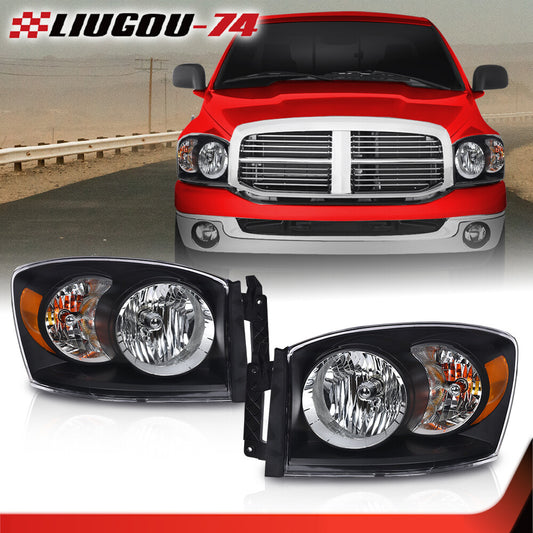 Suitable for 2006 07-09 for Dodge for Ram 1500 2500 3500 Black/Amber Headlight Kit