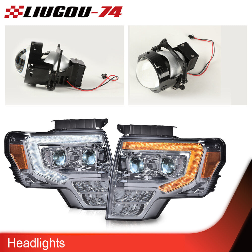 Smoke LED projector headlights + taillights and brake lights suitable for 09-14 for Ford F-150