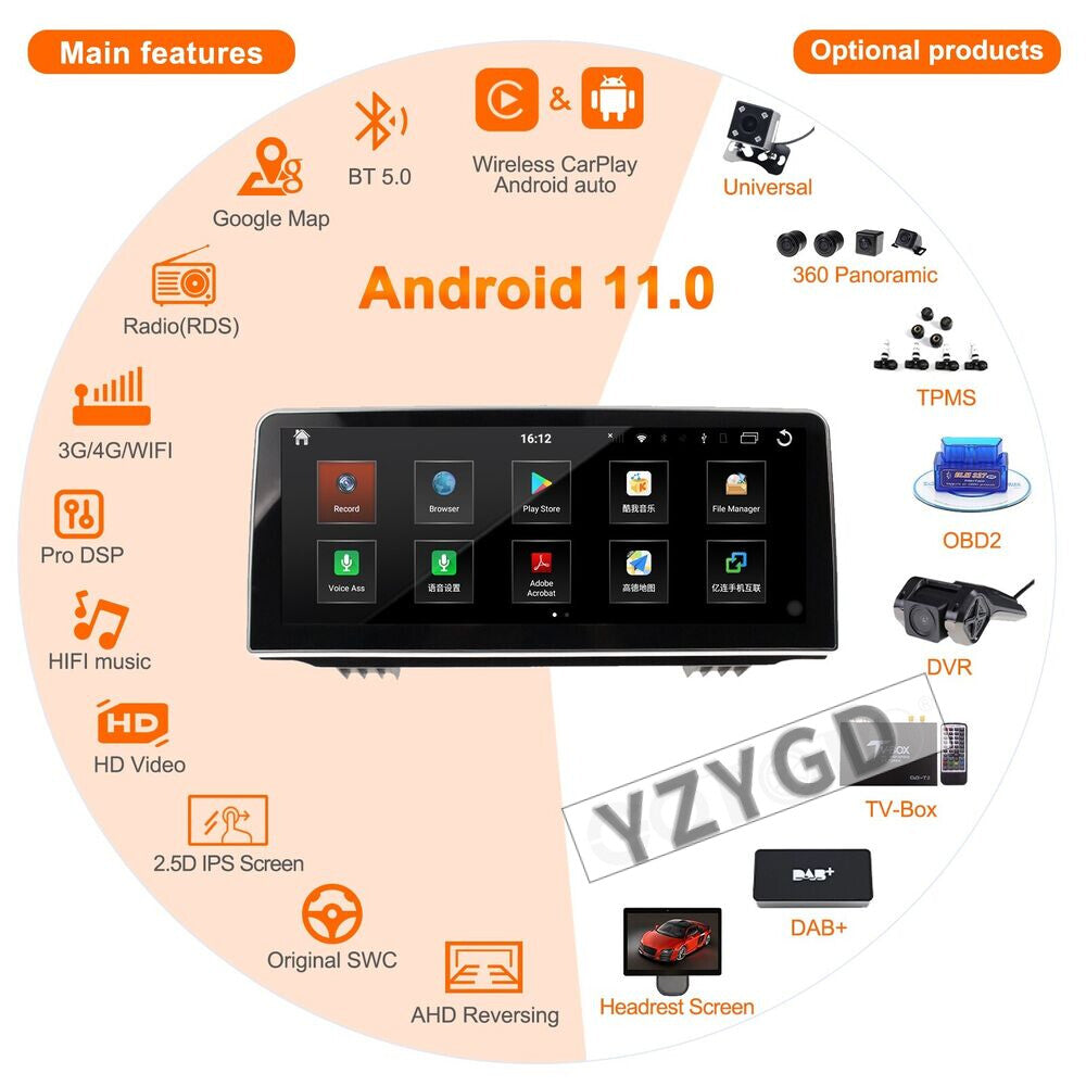 for BMW for X5 X6 2014-2019 Android Carplay Car Radio Screen Receiver GPS Navi 256GB