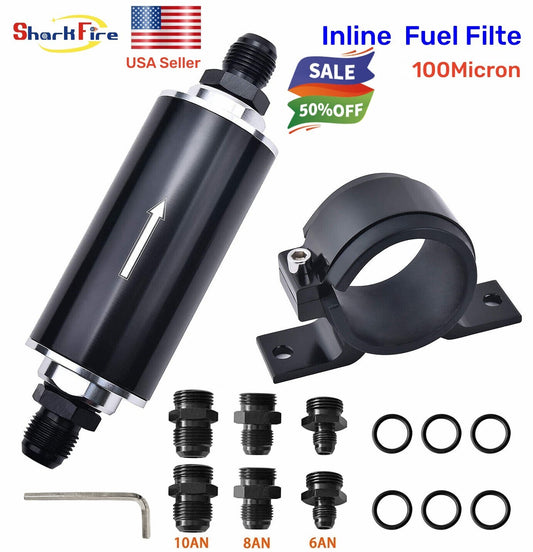 new 100Mike fuel filter 6AN - 8AN, fuel filter suitable for 3/8 fuel filter holder