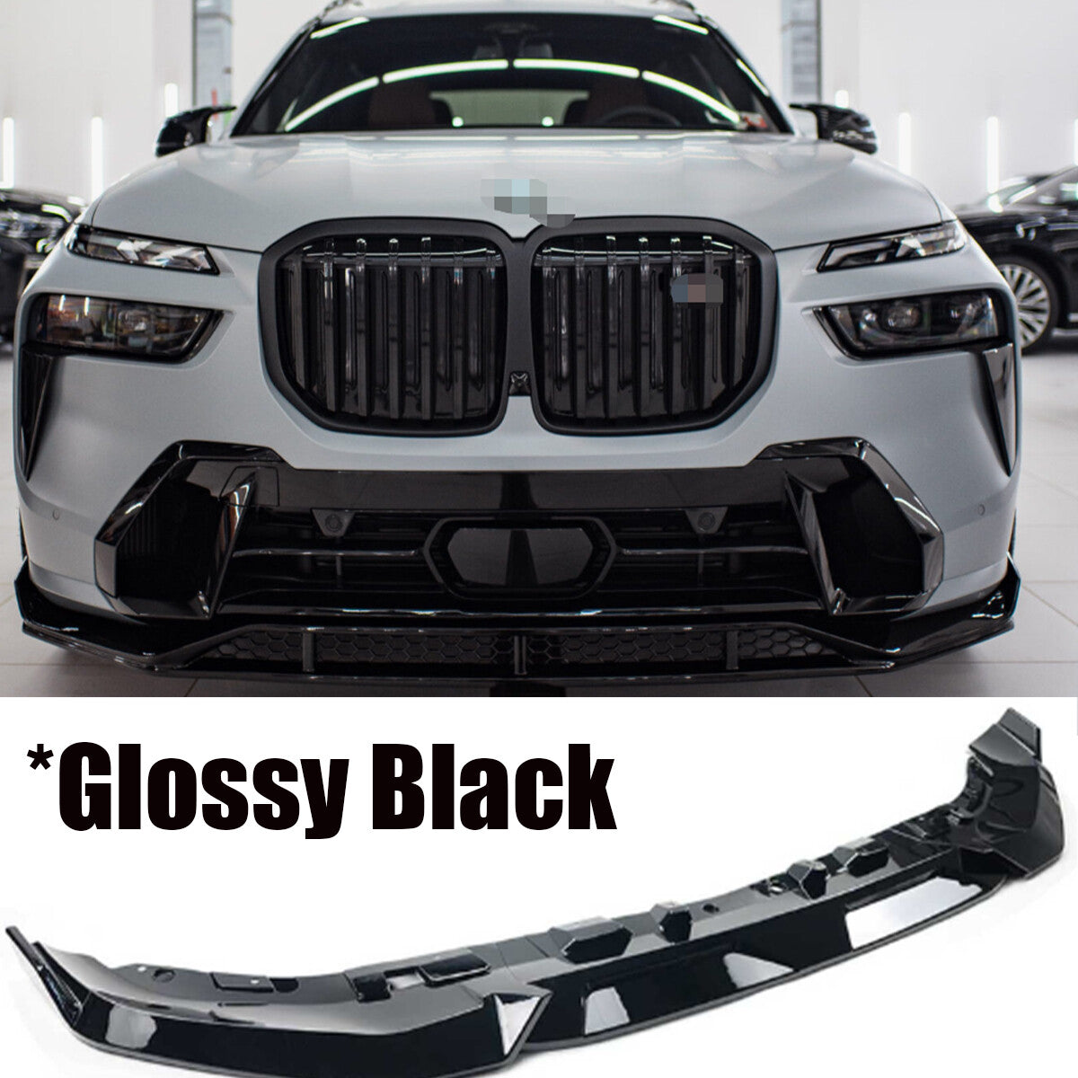 MP Style Front Bumper Lip Splitter Kit Glossy Black for BMW G07 X7 LCI 2023-2024