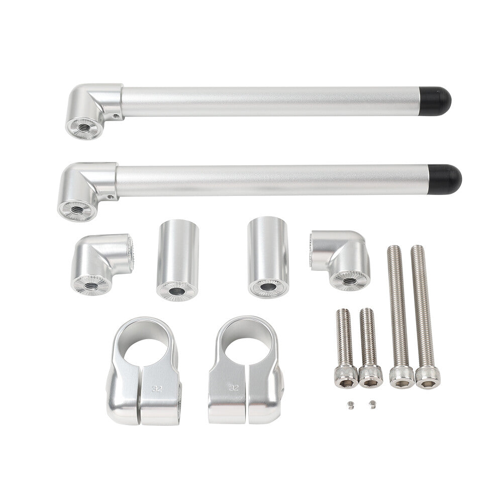 32MM Cafe Racer Bars 7/8 Universal Clip-On Handlebar Fork Tube Silver