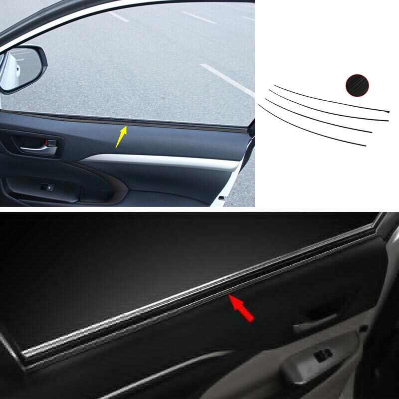 Black Steel Inner Windows Sill Molding for Toyota Highlander 14-2019 Strip Trim