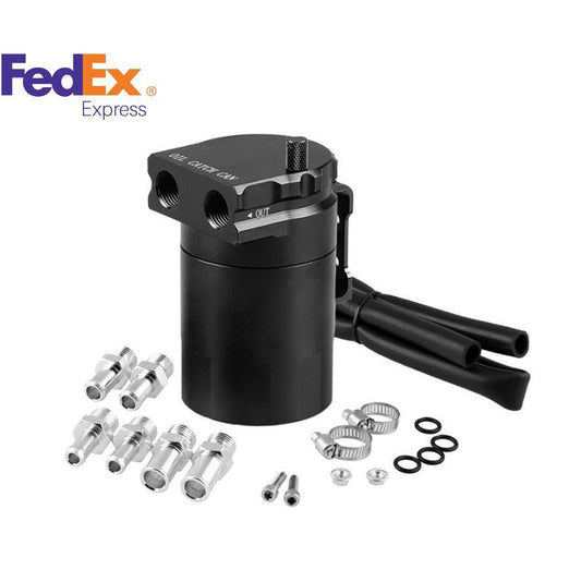 300ML Aluminum Oil Catch Can Kit Black Breather Baffled Reservoir Tank Universal
