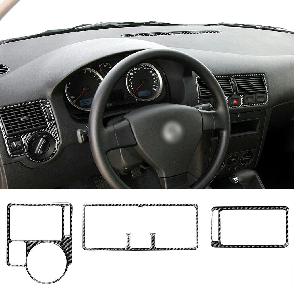 3xCarbon Fiber Air Vent Interior Trim for VW for Golf 4 GTI for Jetta MK4 1999-04