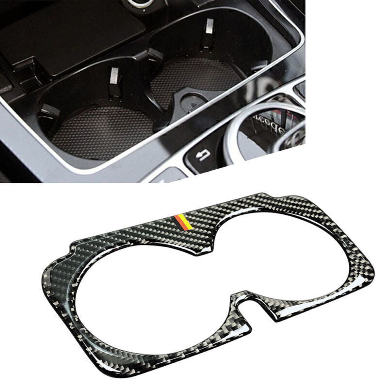 Inner Water Cup Holder Frame Cover Trim for Mercedes-Benz C Class W205 Carbon