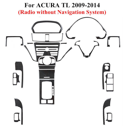 27PCS Real Carbon Fiber Full Kits Interior Cover Trim Set for Acura TL 2009-2014