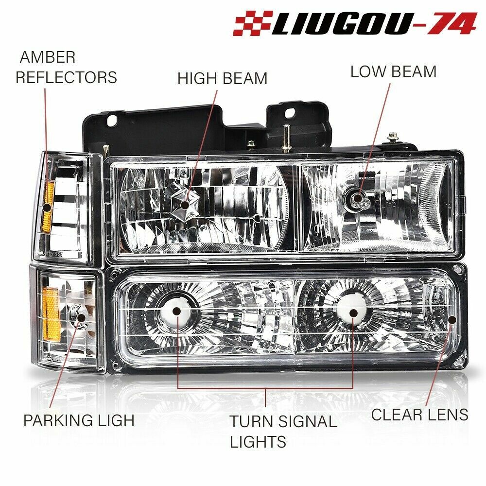 Suitable for 94-98 for GMC C10 C/K for Sierra headlights + bumper corner lights (left and right)