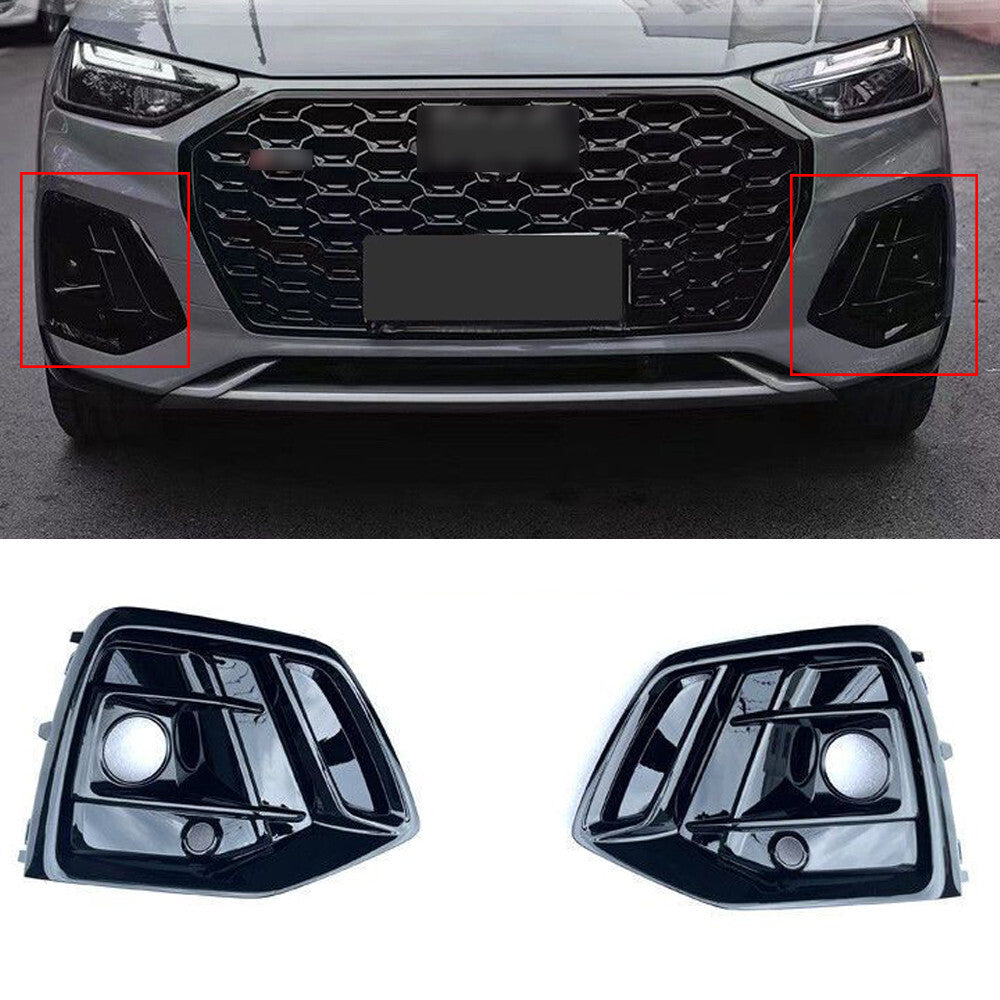 LRHR Fog Light Cover Fog Lamp Frame Fit for Audi Q5 2021 2022 2023 Gloss Blakc
