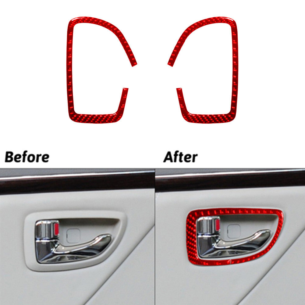 Red Carbon Fiber Inner Front Door Handle Cover Trim for Hyundai Azera 2006-2011