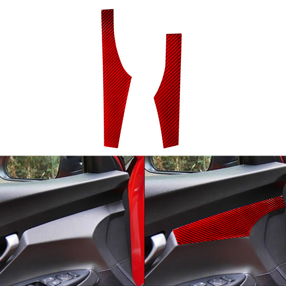 2X Red Carbon Fiber Front Door Panel Trim Cover for Hyundai for Veloster JS 2019-22