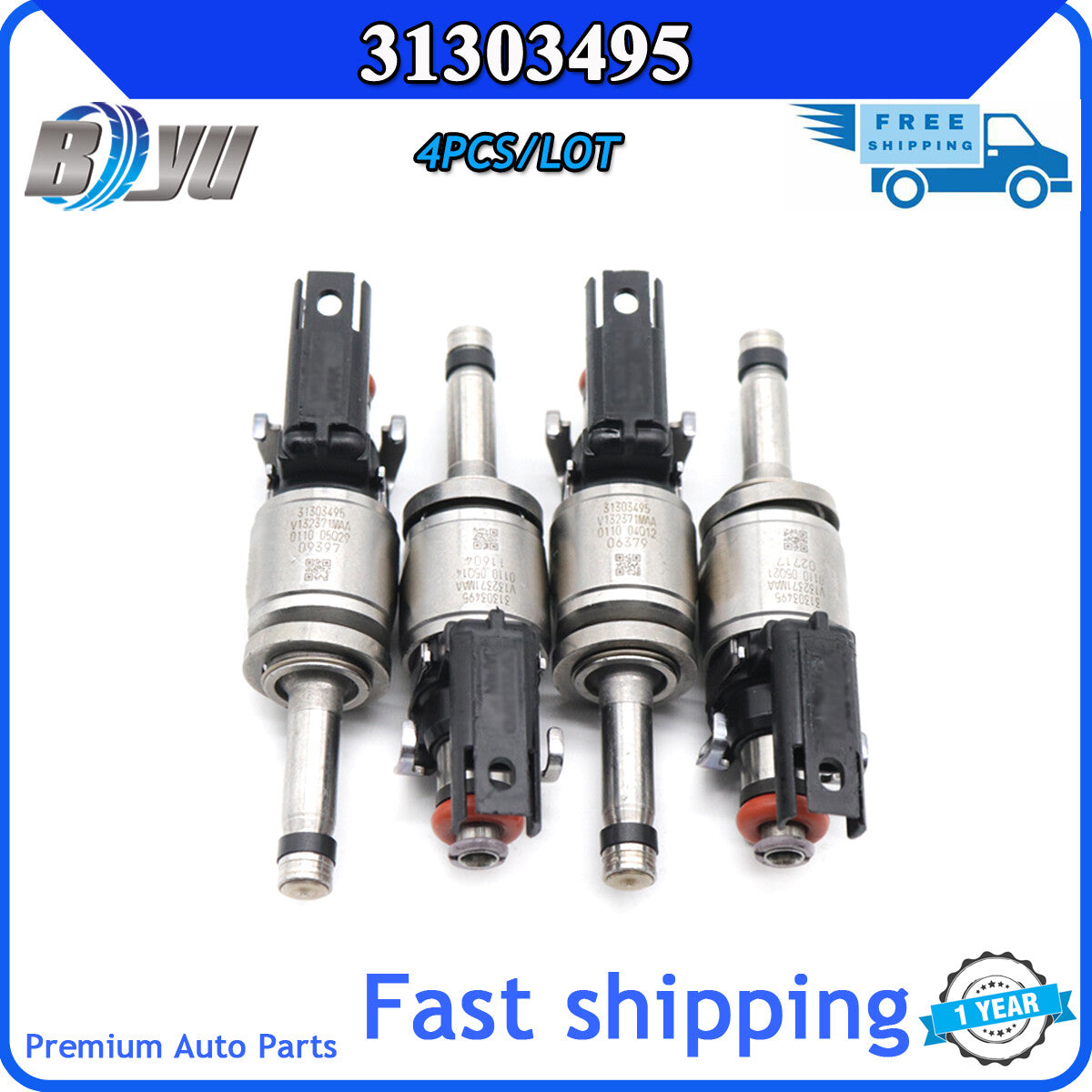 31303495 2014-2015 Turbo 4-Piece Fuel Injector for Volvo S60, S80, V60, XC60, XC70 2.0L