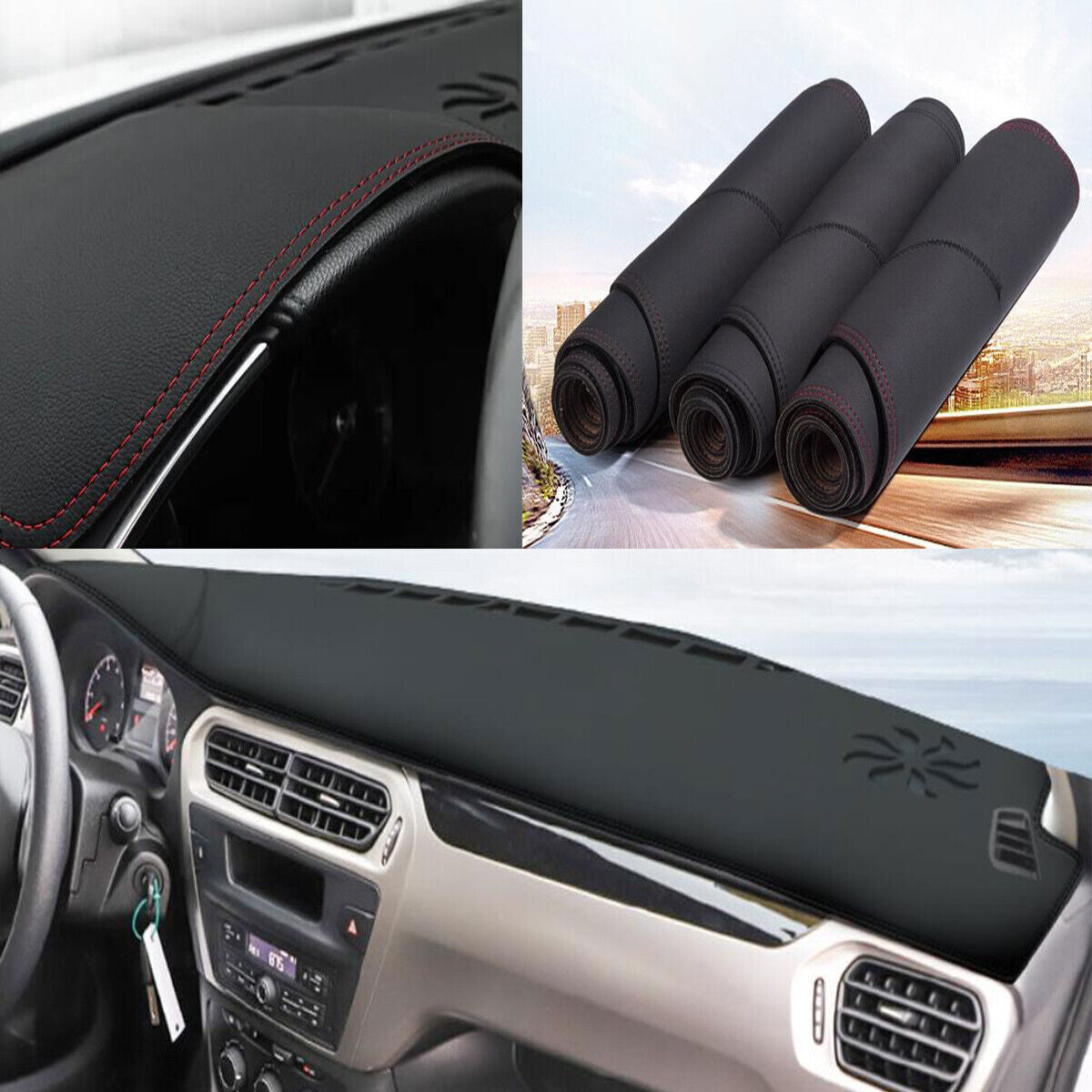 1X PU leather Dashboard Dash Mat Non-slip DashMat Shade for Peugeot 301 2017-23