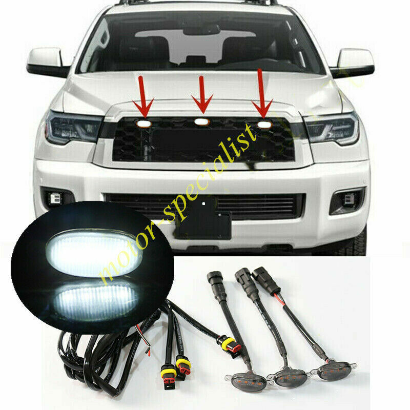 for Toyota Sequoia 2016-2024 white Style Front Grill LED Marker Light Kit