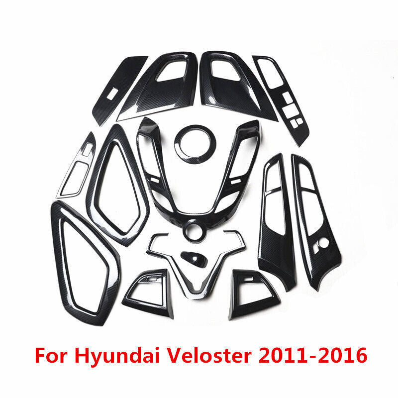 for Hyundai for Veloster 2012-2017 Carbon Fiber Interior Set Cover Trims Accessories