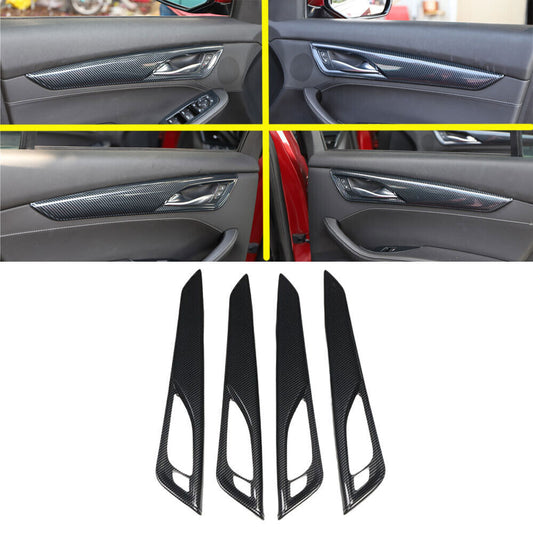 for Cadillac CT5 2020-24 ABS Carbon Fiber Inner Door Handle Cover Decor Trim 1P