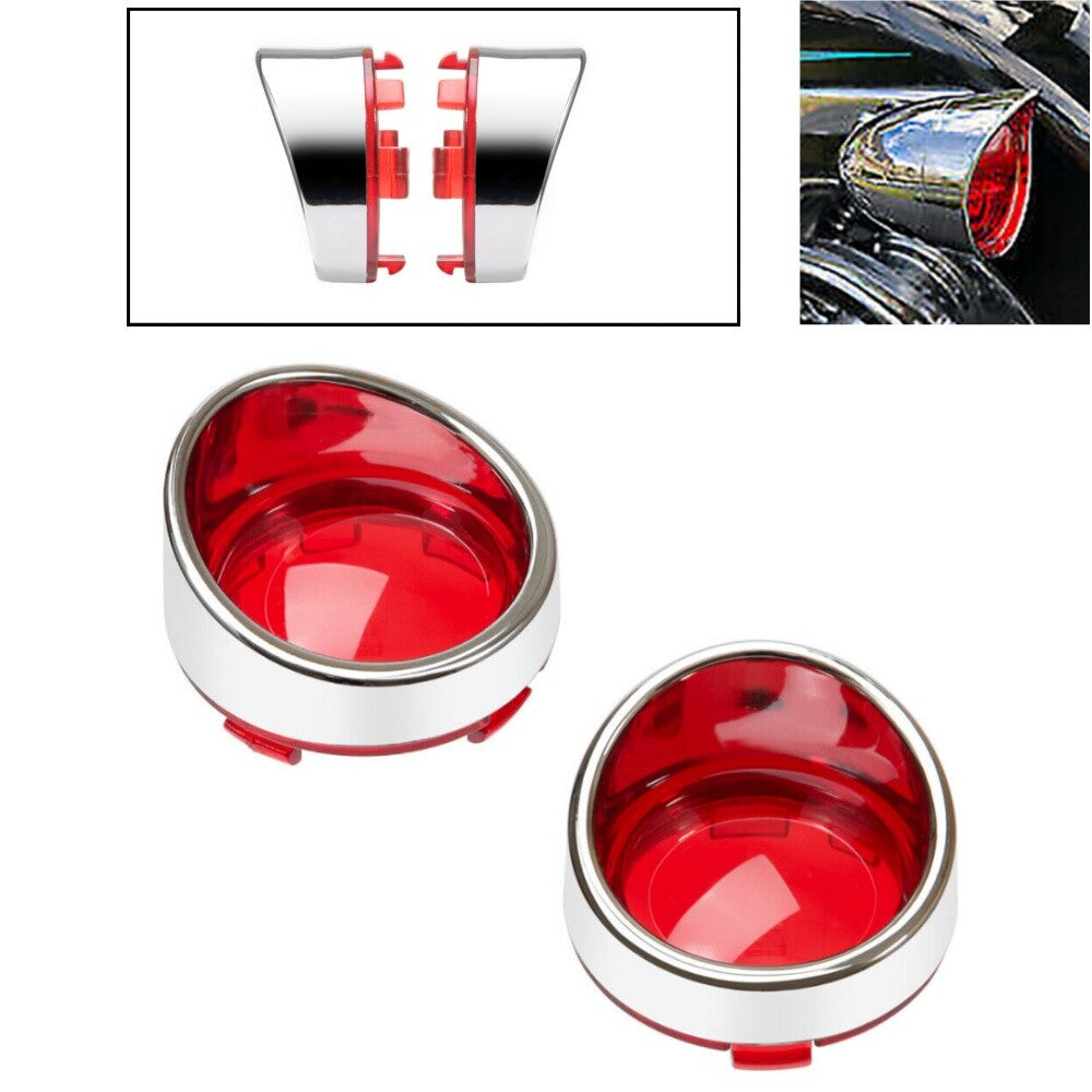 Amber Turn Signal Light Red Lens Cover Bezels Visor for Harley Touring Road King