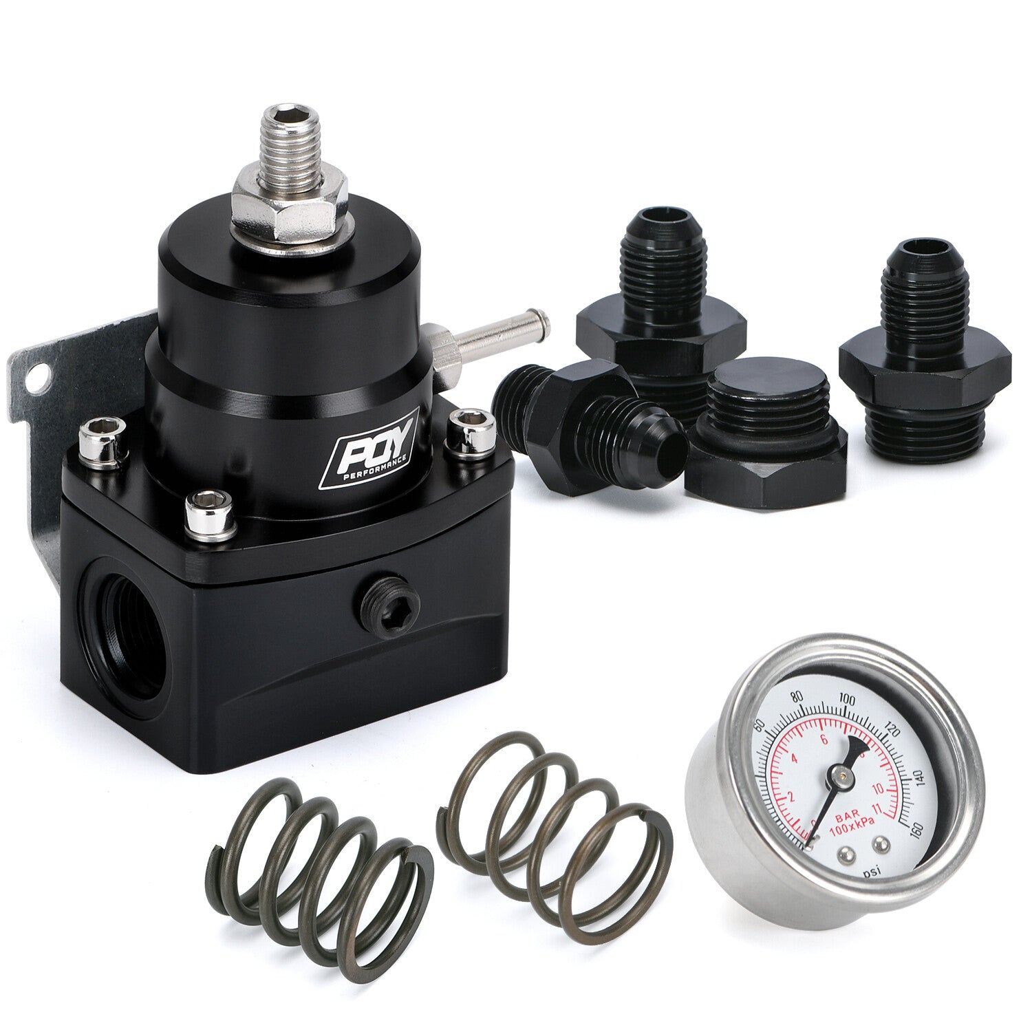 Adjustable Fuel Pressure Regulator Gauge Kit W/ 6AN Adapter Fitting 3-70 PSI