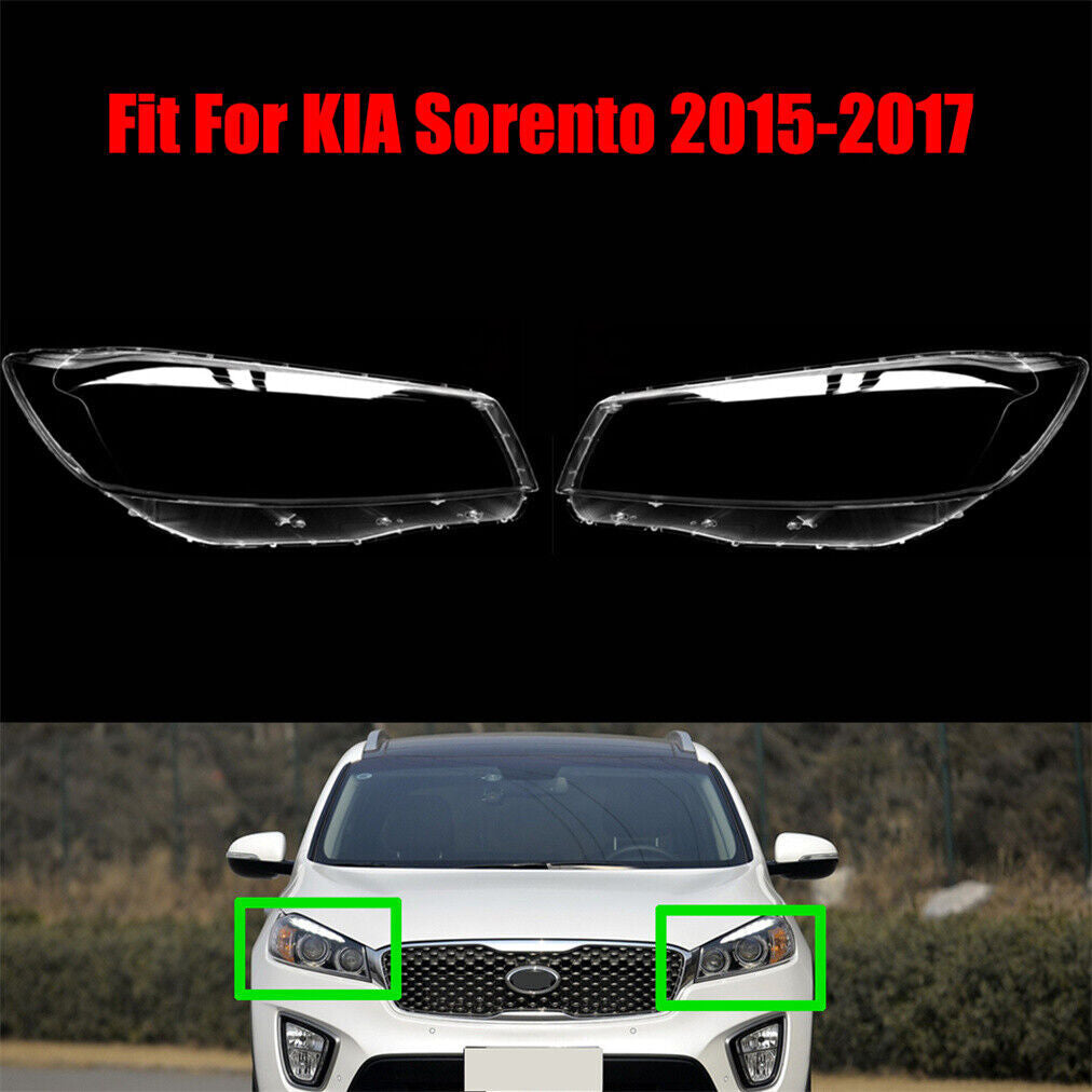 Headlight lens transparent protective covers for Kia Sorento 2015 - 2017 2X