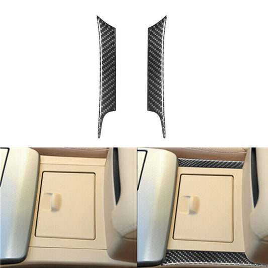 2Pcs Carbon Fiber Center Console Storage Box Cover Trim for Toyota for Camry 12-14