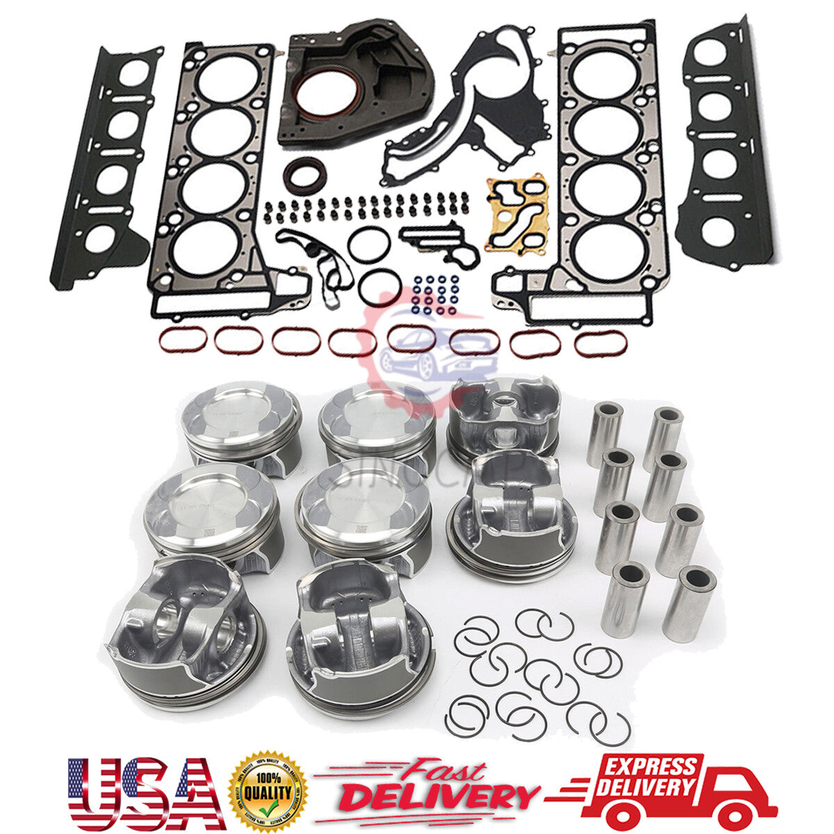 M278 Overhaul Gaskets Seals Kit Piston Set for Mercedes-Benz S500 W1664.6 W221