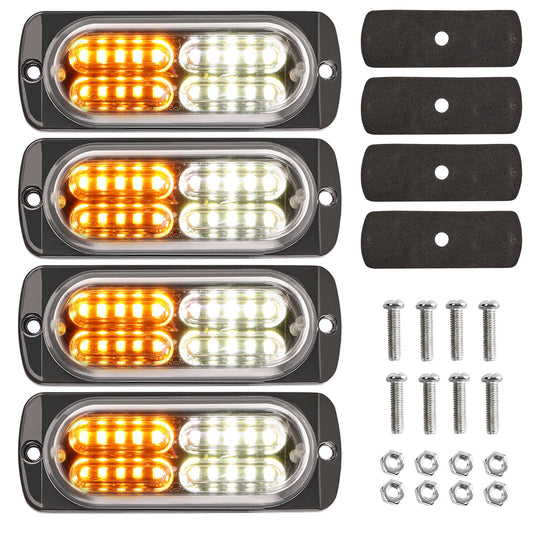 4x 20LED Amber White Recovery Strobe Flashing Grille Light Bar Truck Beacon Lamp